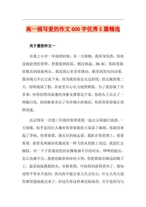 高一描写爱的作文600字优秀5篇精选