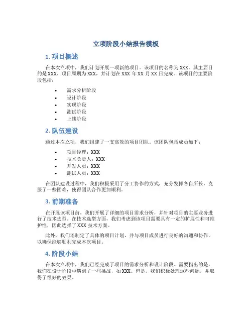立项阶段小结报告模板