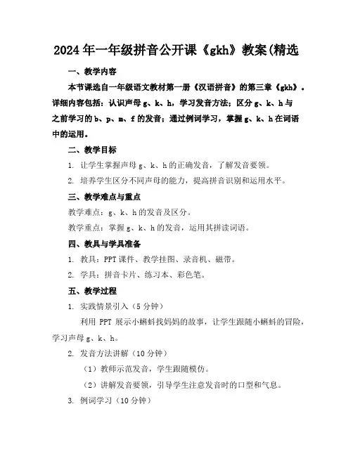 2024年一年级拼音公开课《gkh》教案(精选
