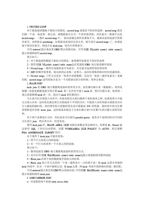 Oracle 表三种连接方式使用介绍(sql优化)
