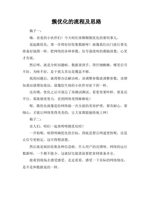 簇优化的流程及思路