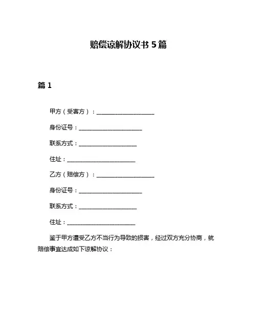 赔偿谅解协议书5篇