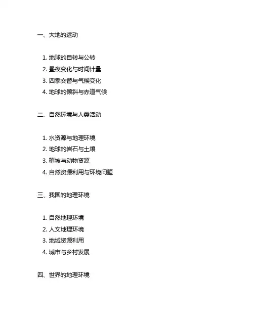 六年级上册 地理会考知识点汇总 第二弹