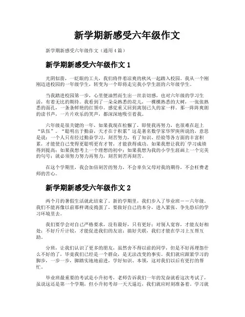 新学期新感受六年级作文