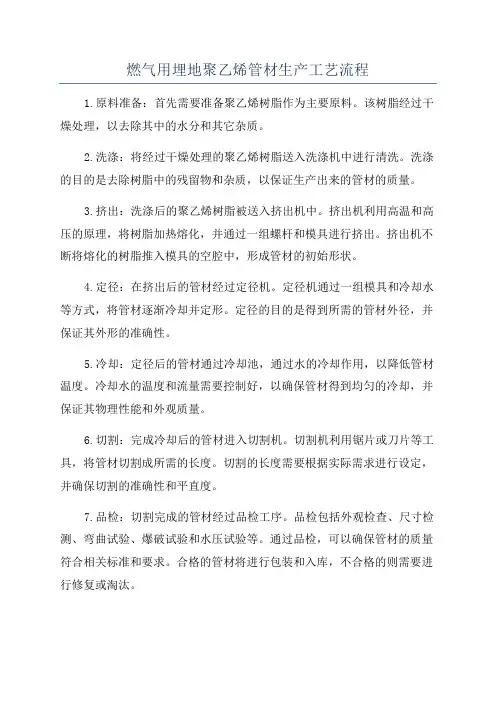 燃气用埋地聚乙烯管材生产工艺流程