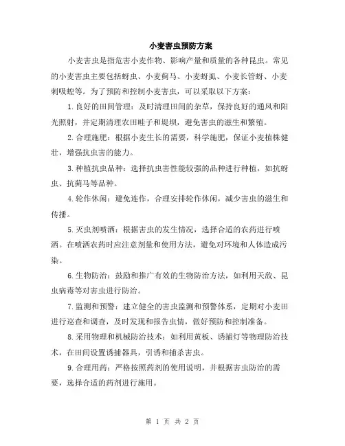 小麦害虫预防方案