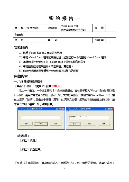 VB实验一 实验报告-2