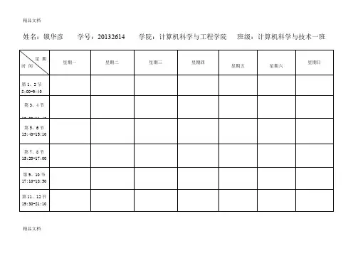 最新大学课程表模板(终极版)