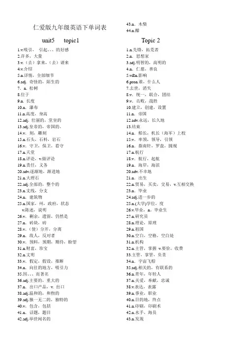 (word完整版)仁爱版九年级英语下单词表