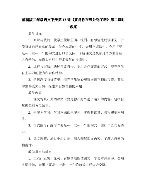 部编版二年级语文下册17、要是你在野外迷了路第二课时教案