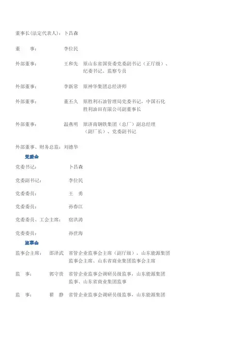 山东能源集团领导