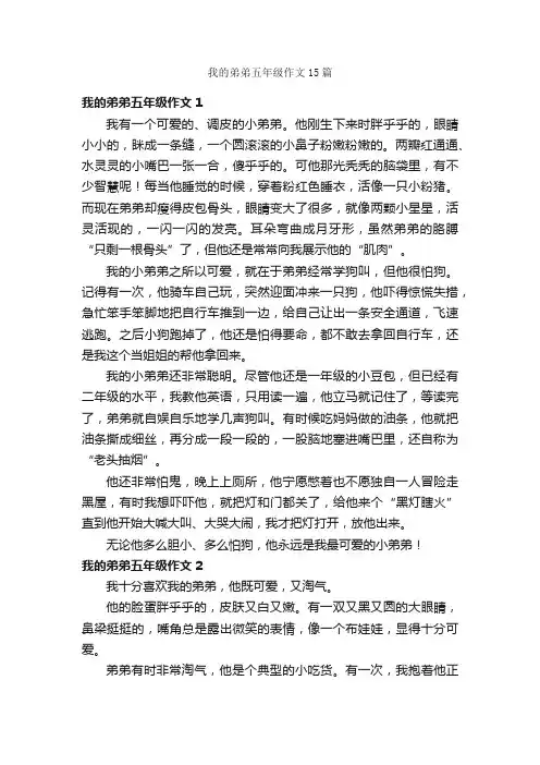 我的弟弟五年级作文15篇
