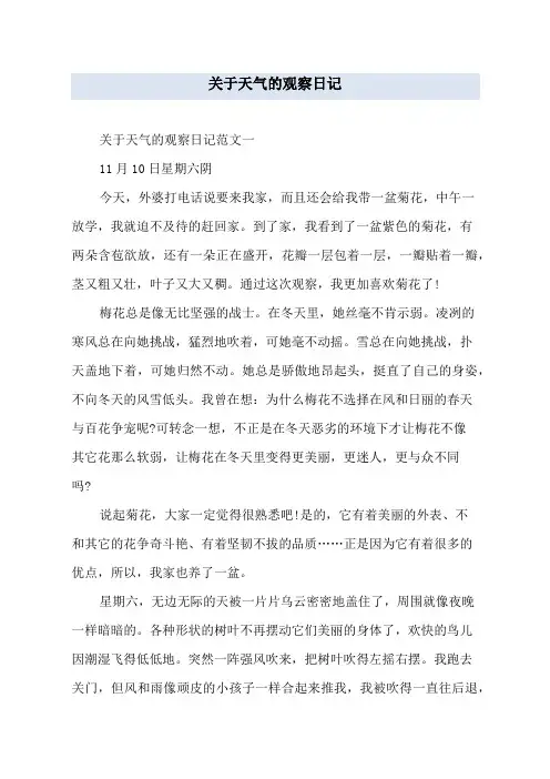 关于天气的观察日记