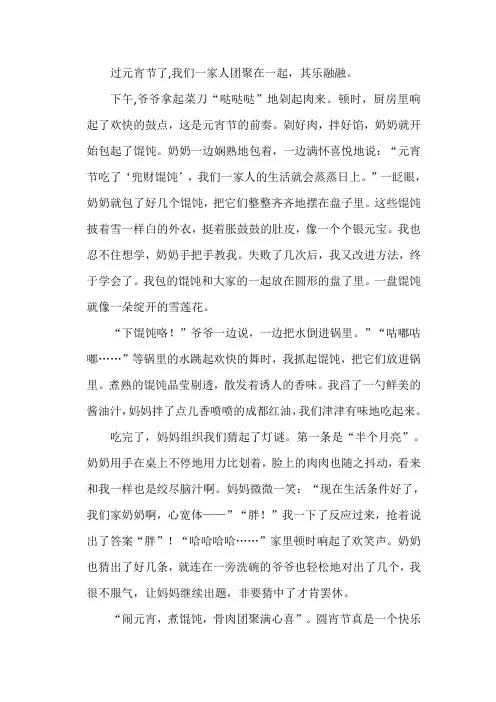 过年吃馄饨的作文