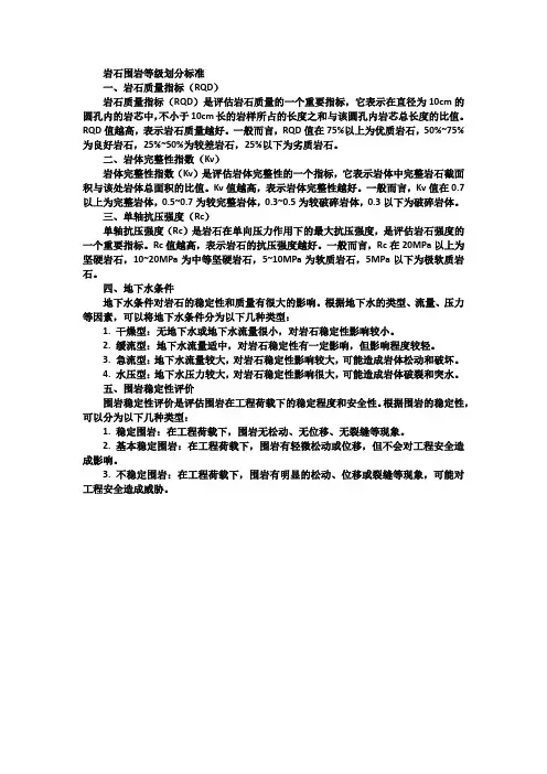 岩石围岩等级划分标准