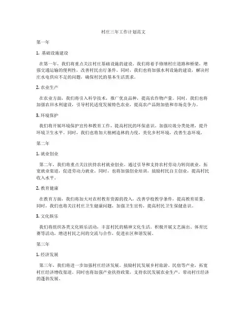 村庄三年工作计划范文