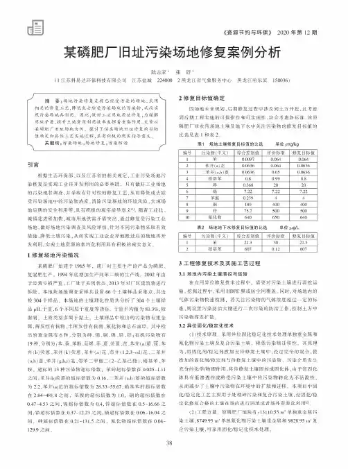某磷肥厂旧址污染场地修复案例分析