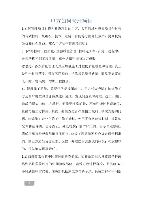 甲方如何管理项目