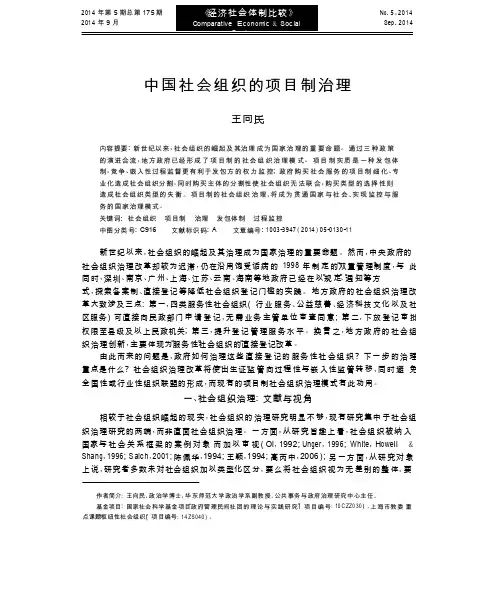 中国社会组织的项目制治理