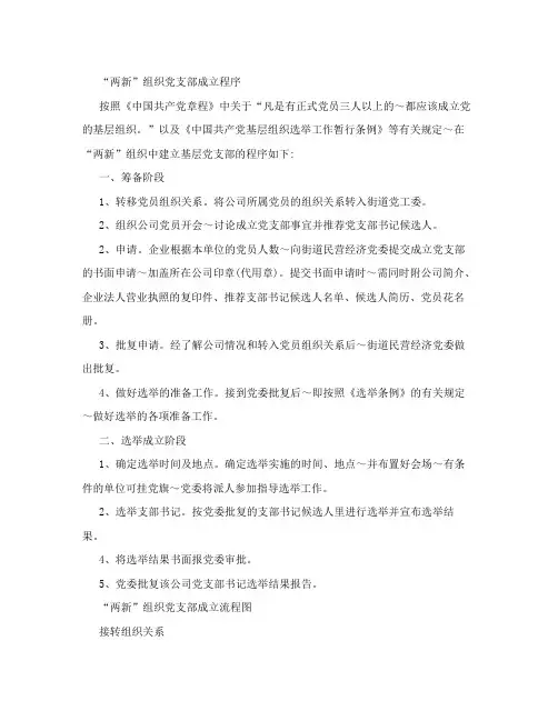“两新”组织党支部成立程序