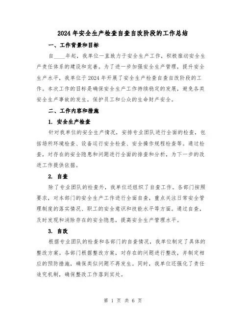 2024年安全生产检查自查自改阶段的工作总结(2篇)
