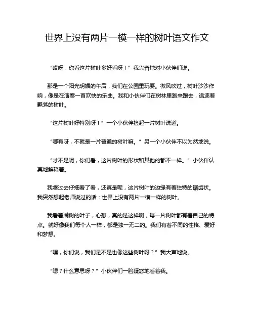 世界上没有两片一模一样的树叶语文作文