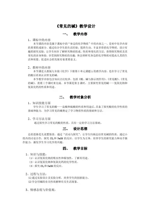 人教版九年级化学下册第十单元-课题1-常见的酸和碱-第2课时