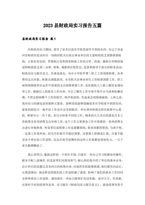2023县财政局实习报告五篇