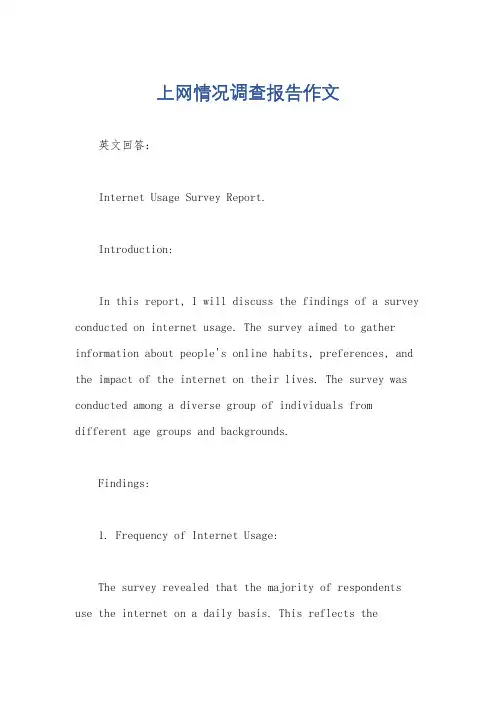 上网情况调查报告作文