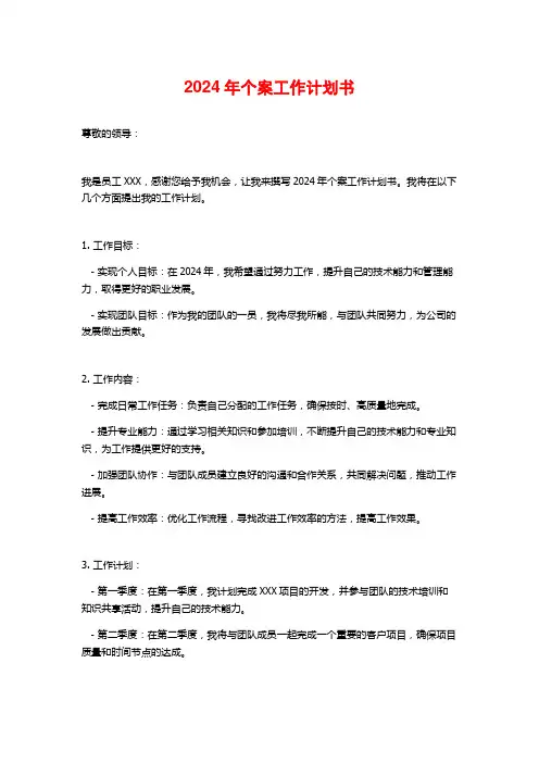 2024年个案工作计划书