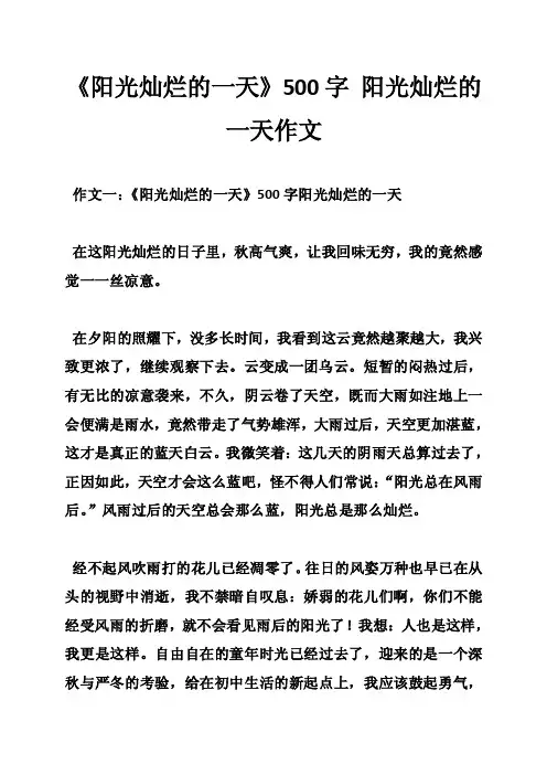 《阳光灿烂的一天》500字阳光灿烂的一天作文