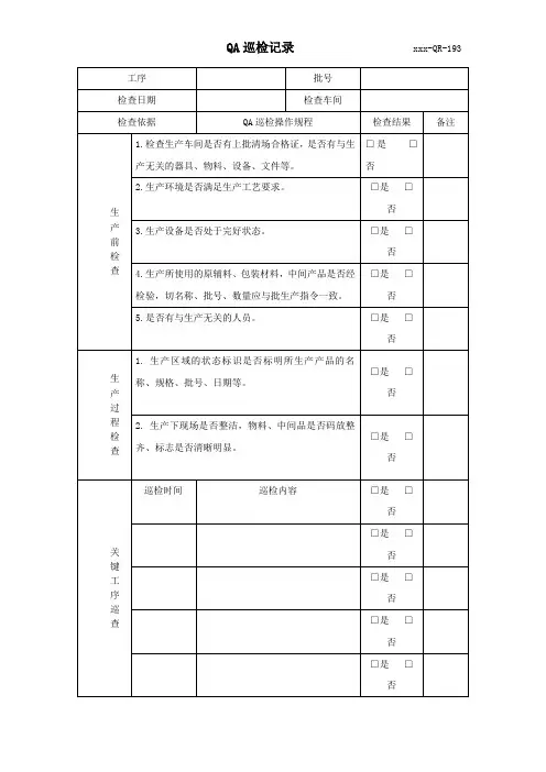 QA巡检记录
