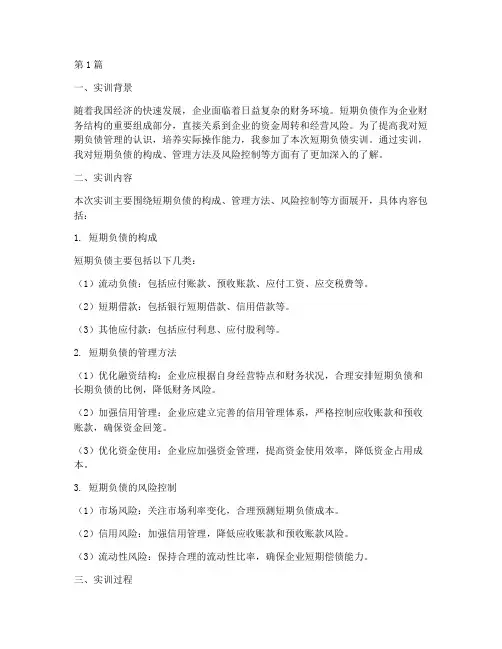 短期负债的实训报告(3篇)