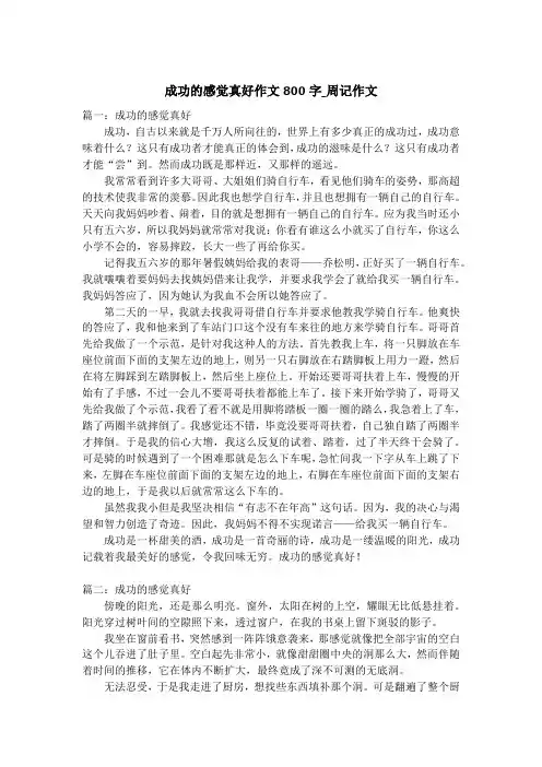 成功的感觉真好作文800字_周记作文