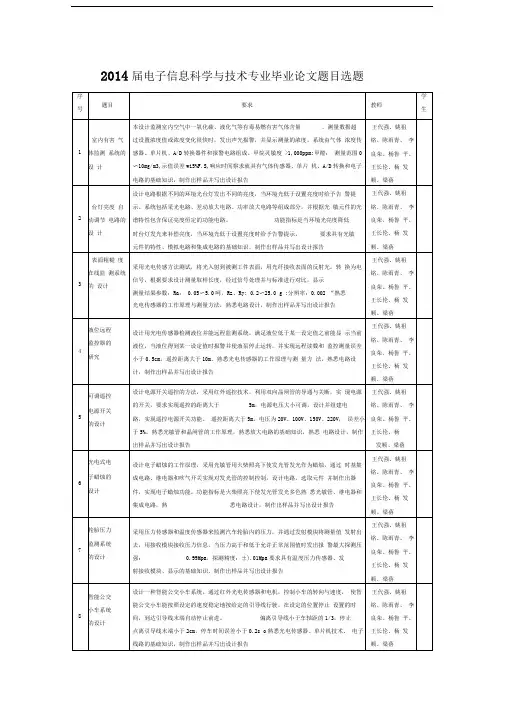 届电子信息科学与技术专业毕业论文题目选题