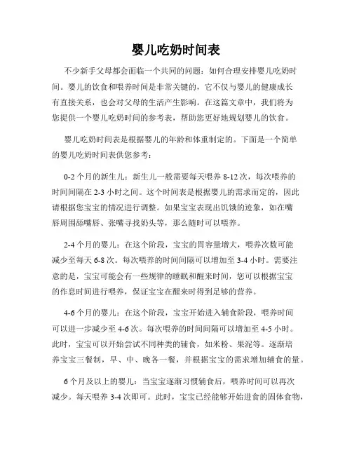 婴儿吃奶时间表