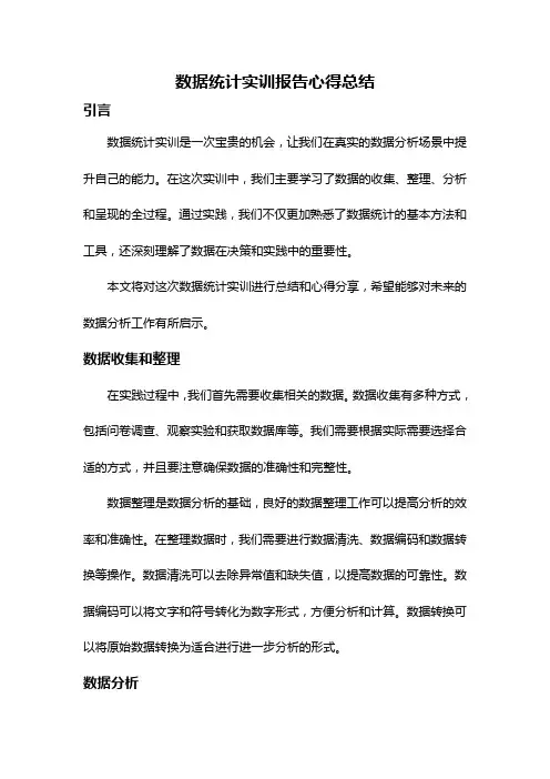 数据统计实训报告心得总结