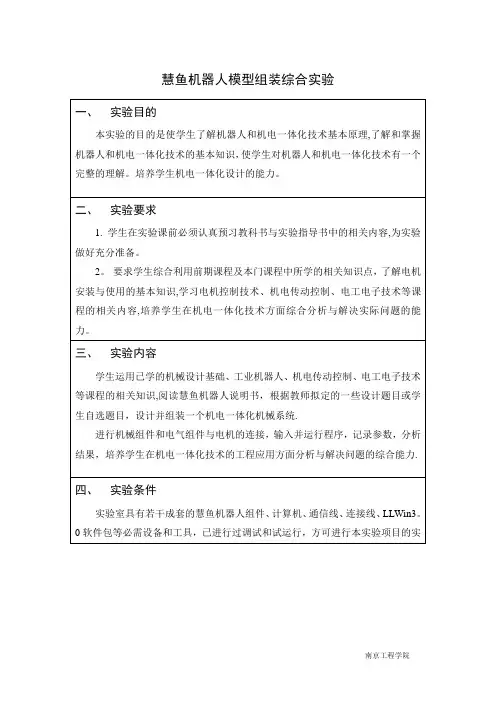 慧鱼实验报告---精品模板