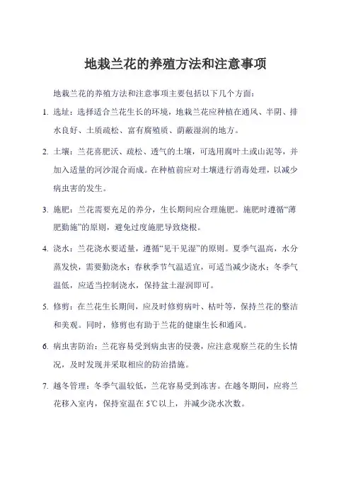 地栽兰花的养殖方法和注意事项