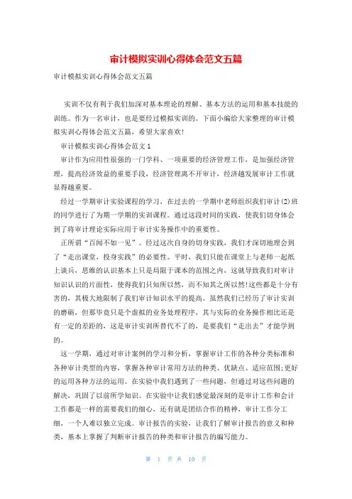 审计模拟实训心得体会范文五篇