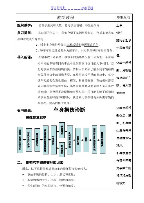 车身损伤诊断--优质课教案