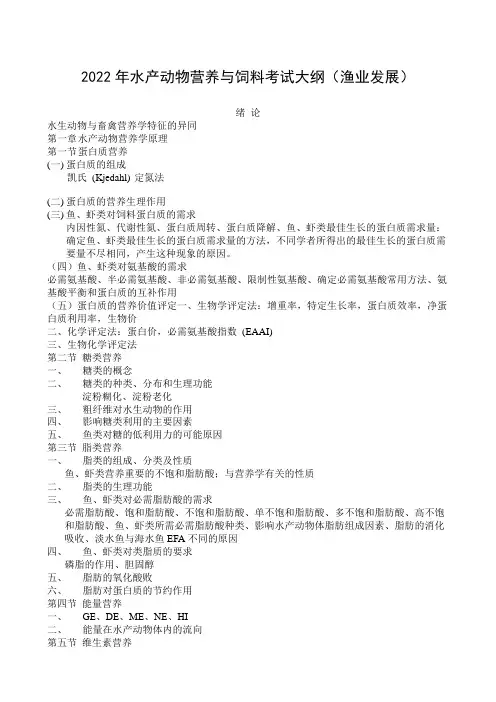2022湖南农业大学考研考试大纲-340农业综合知识二(水产动物营养与饲料)