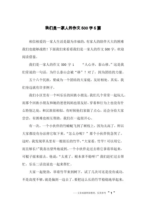 我们是一家人的作文500字5篇