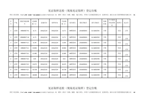 见证取样送检(现场见证取样)登记台账
