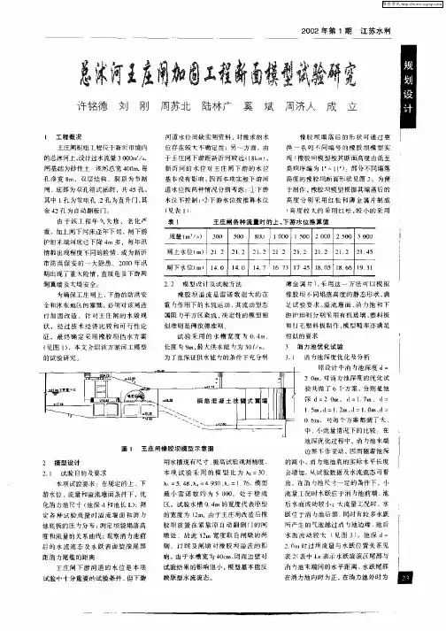 总沭河王庄闸加固工程断面模型试验研究