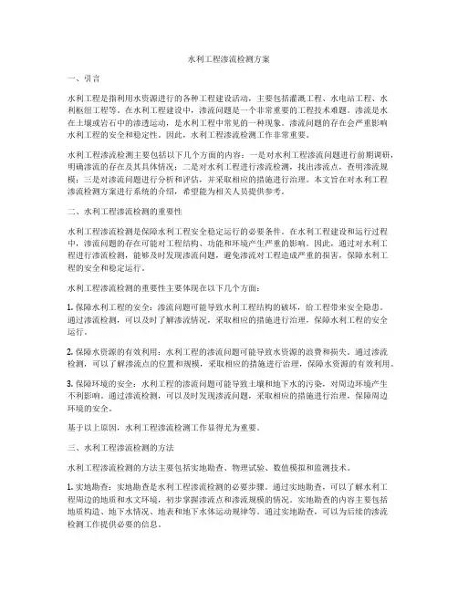 水利工程渗流检测方案