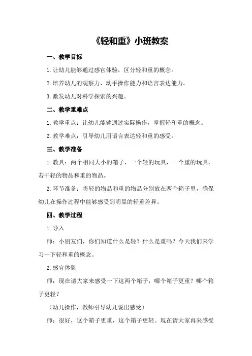 《轻和重》小班教案