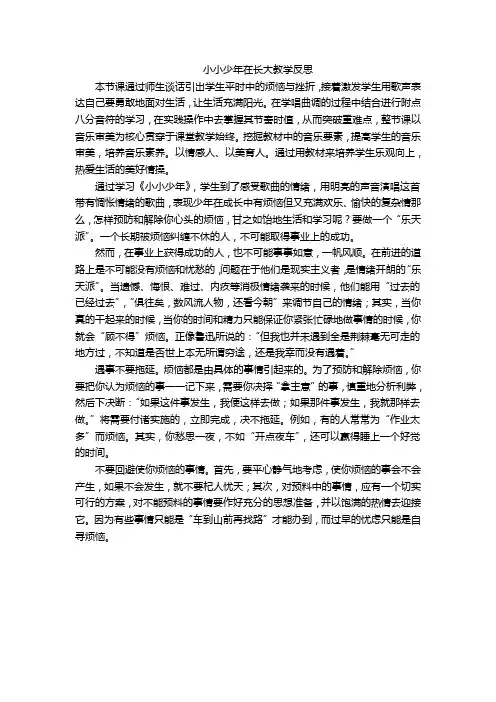 小小少年在长大教学反思