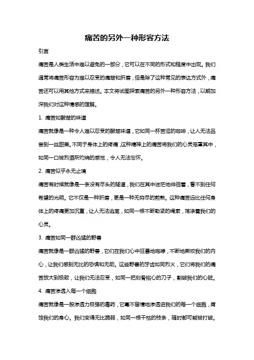 痛苦的另外一种形容方法