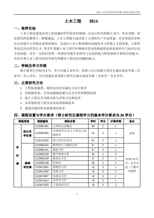 土木工程 0814 - 北京工业大学研究生院